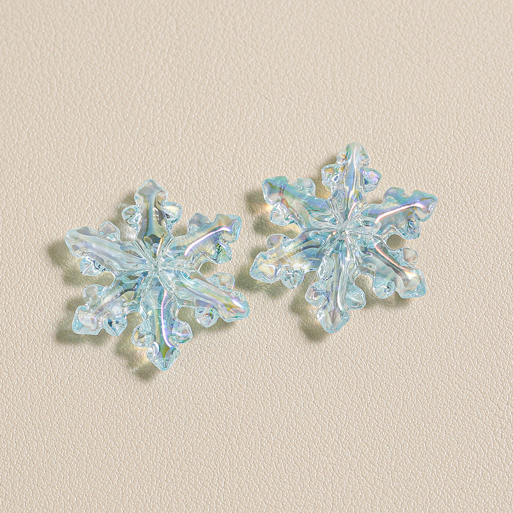 Transparent Through Hole Snowflake Handmade Mobile Phone Chain Keychain Hanging Ornaments Accessories Diy Material