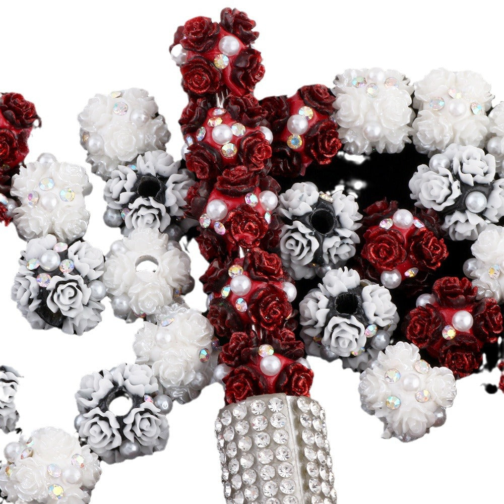 Small Rose Flower Ball Drill Ball Can Be Pierced Straight Hole Beads