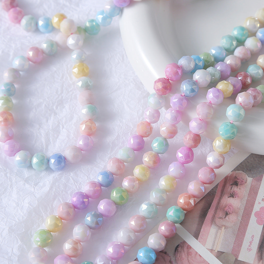 8mm Ice Cream Cut Mixed Color Wheel Beads Faceted Beads