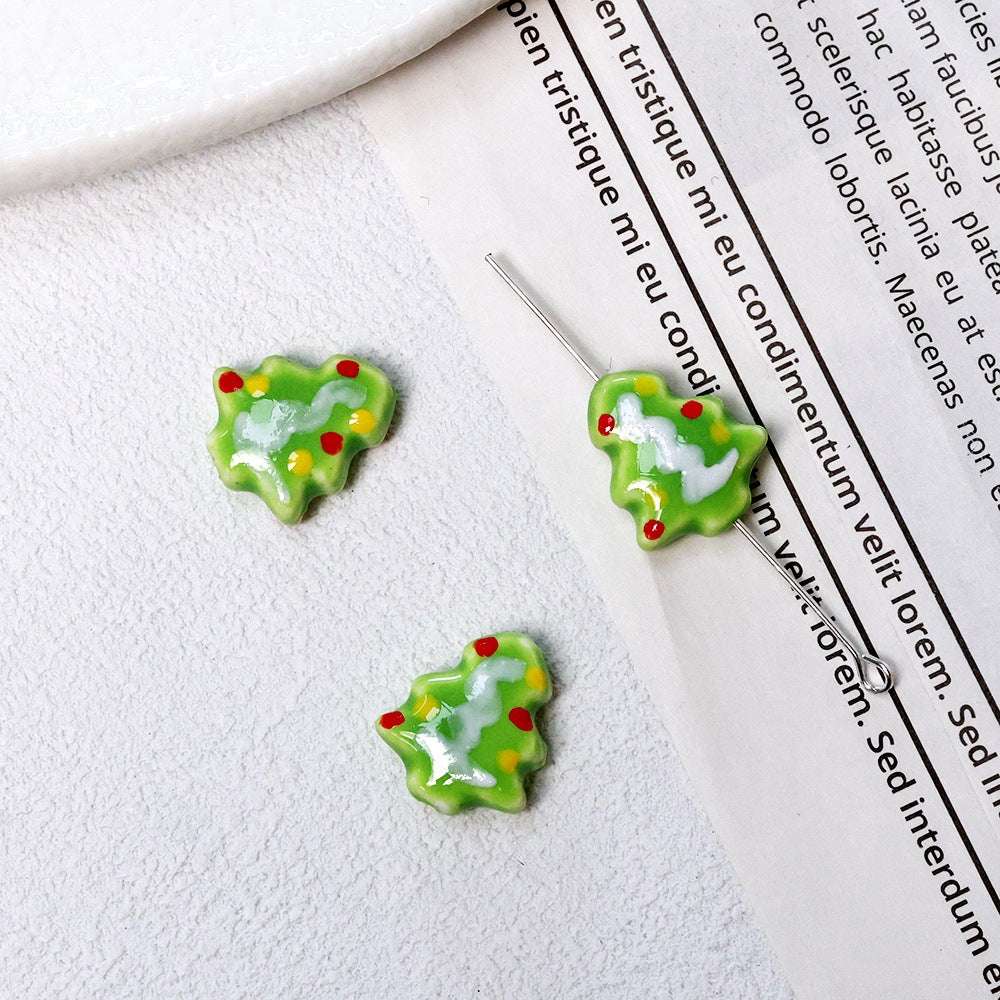 Summer Cute Hand-Painted Ceramic Beads Cartoon Christmas Tree