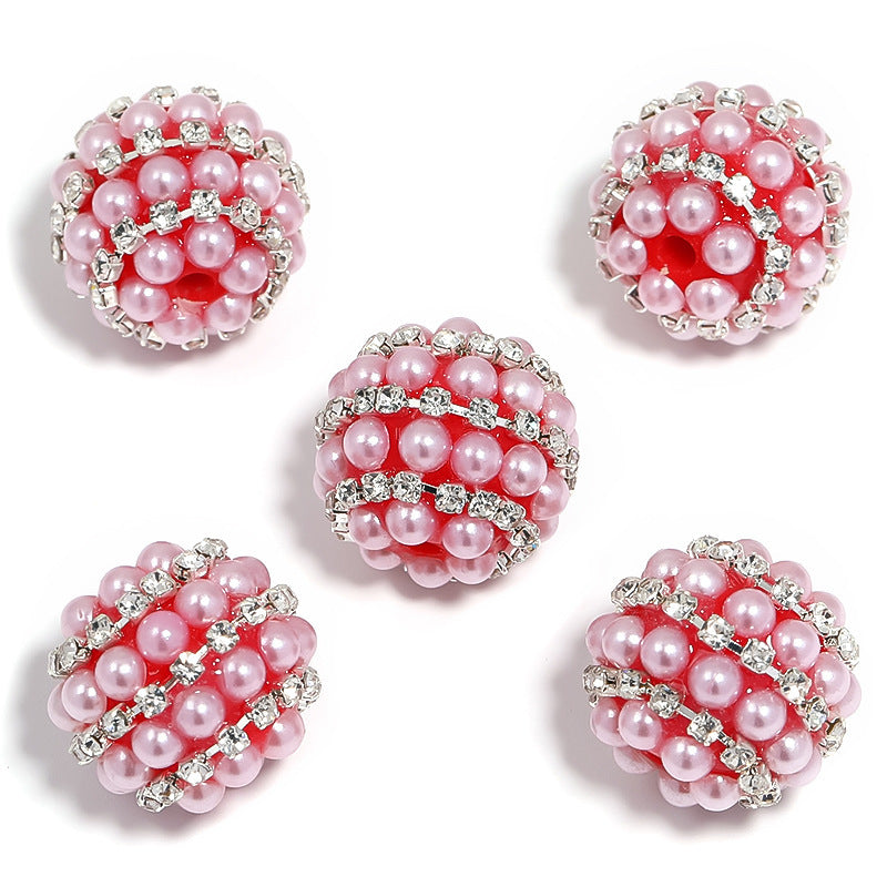 Candy Color Pearl Diamond Ball Rhinestone Chain Straight Hole Beads