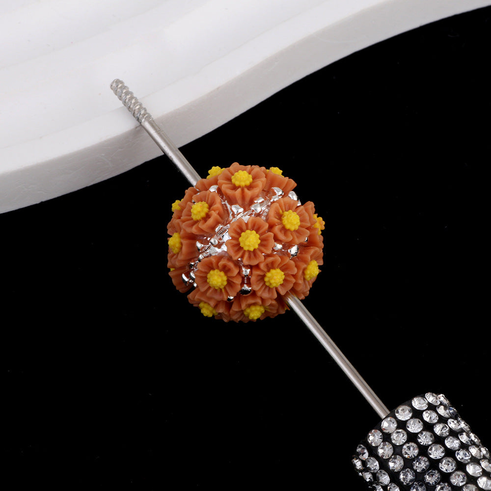 Sunflower Alloy Flower Cluster Ball Straight Hole Beads