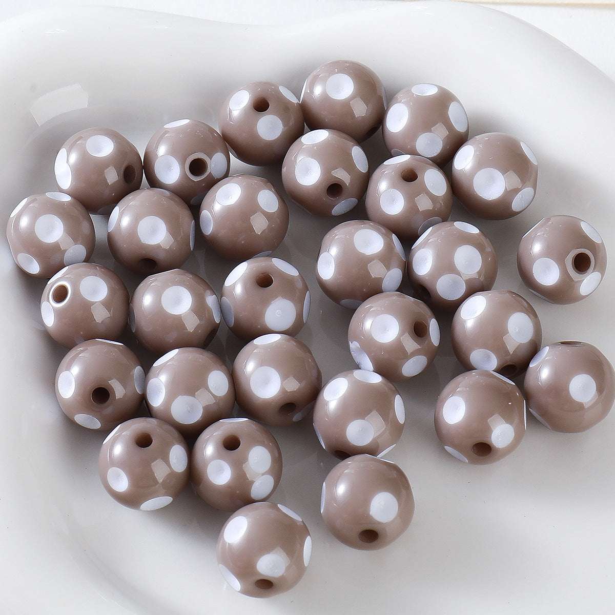 12mm Cute Fun Polka Dot Color Resin round Beads