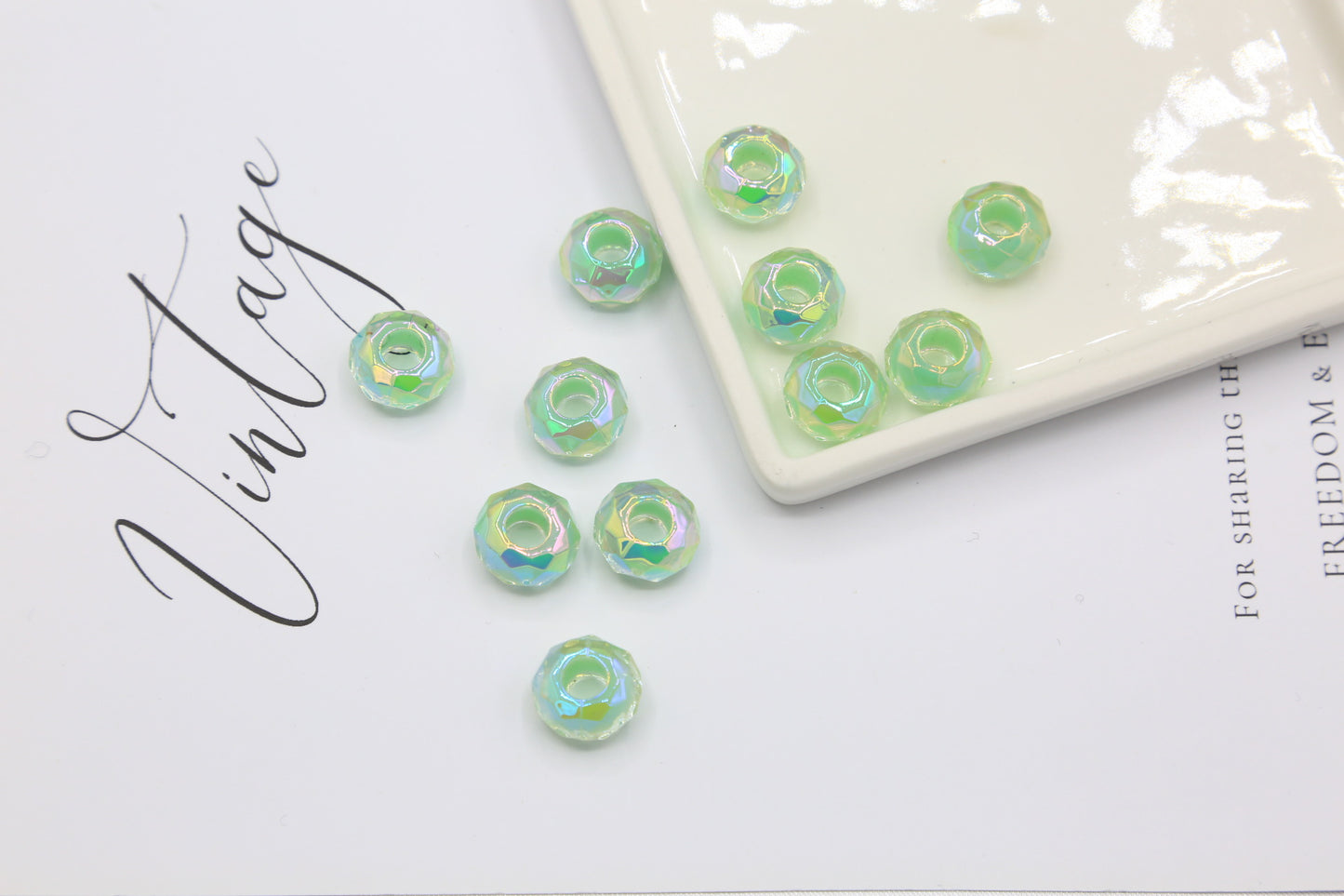 Acrylic UV Color-plated Diamond Surface Large Hole Candy Heart Beads Middle Beads diy Bracelet Beads Loose Beads Jewelry Accessories
