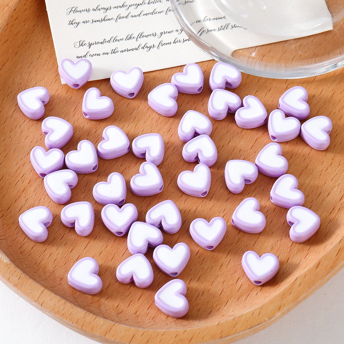 Heart-shaped Acrylic Oil Drop Beads