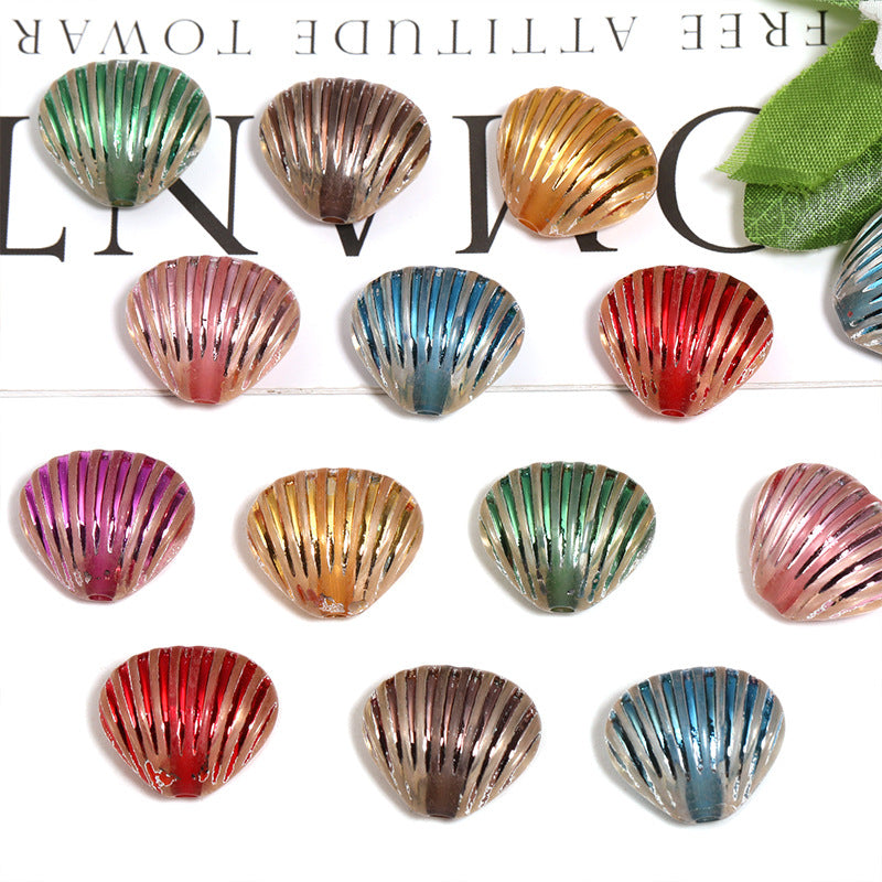 10 Pcs Colorful Shell Through-Hole Beads