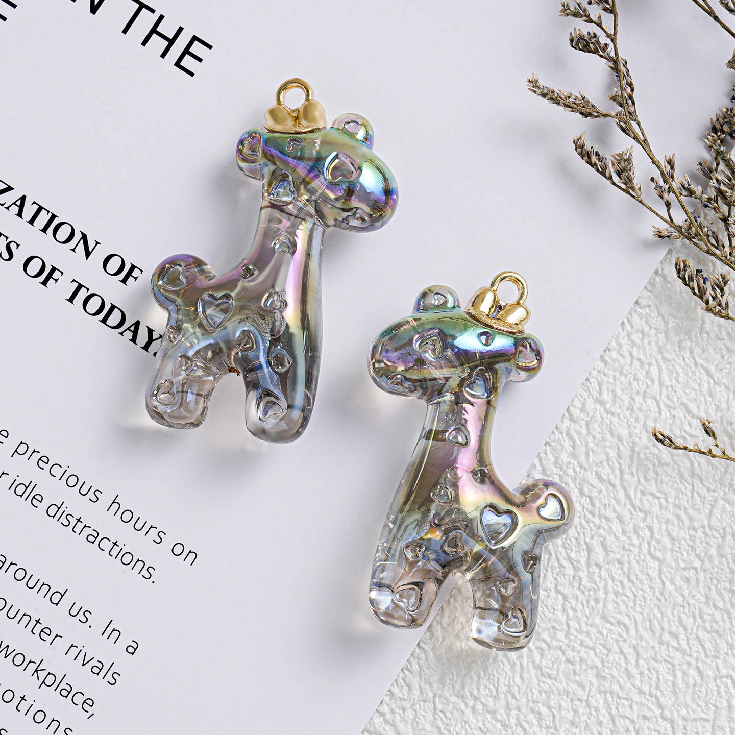 Transparent Deer Multi-Color Tassel Pendant