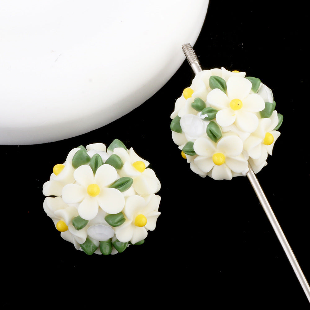 Camellia fresh green leaf flower ball beads