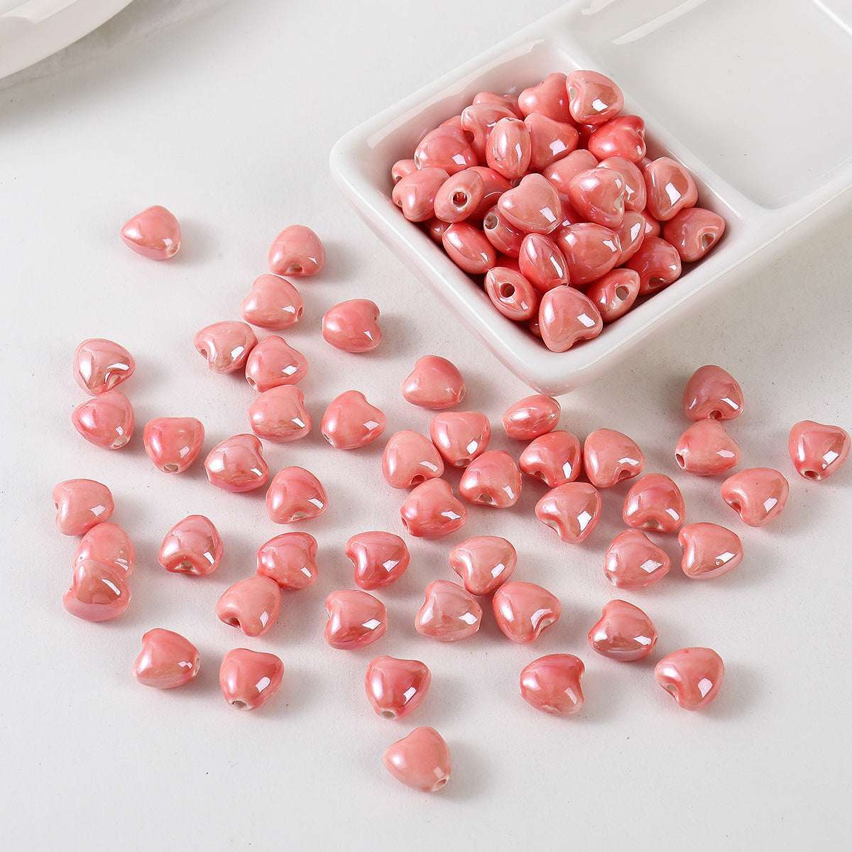 Ceramic Color-Plated 10mm Heart-Shaped Ceramic beads