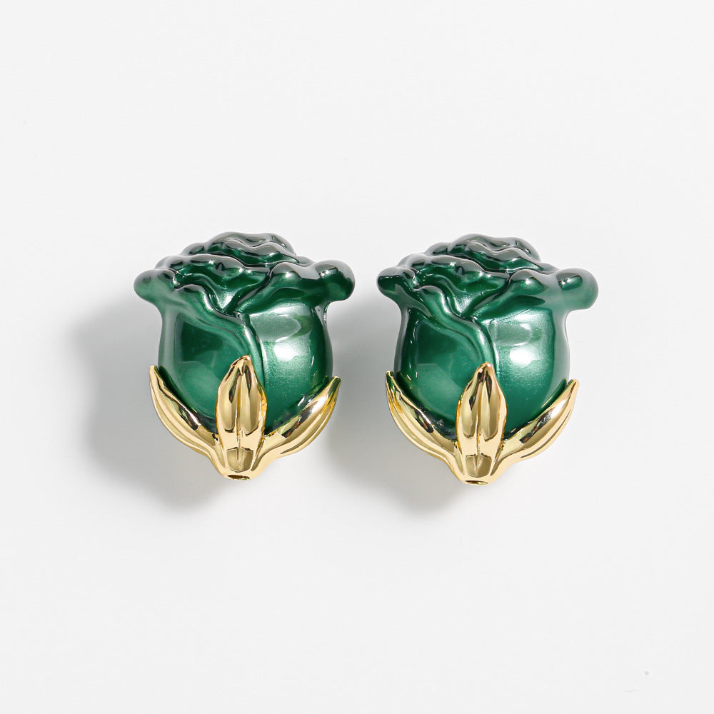 Electroplated Straight Hole Rose Beads