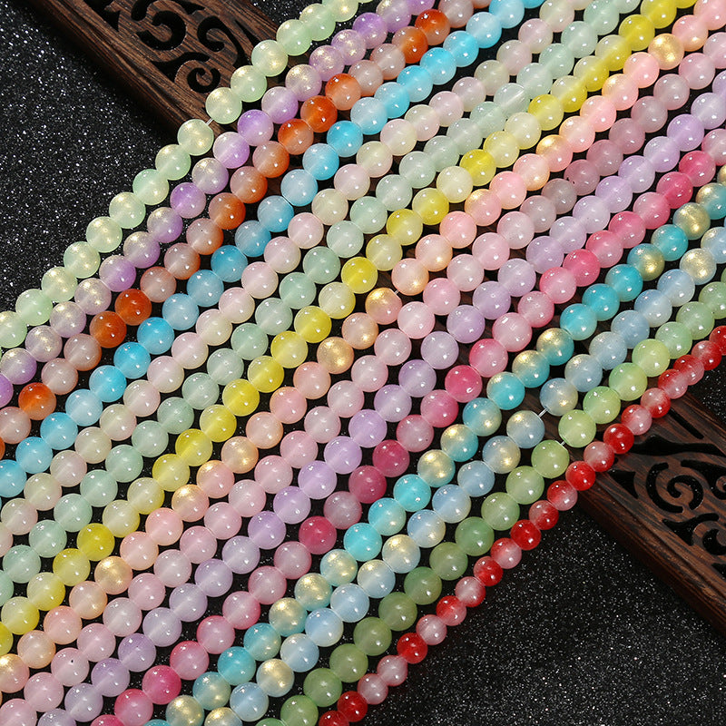 6mm Two-tone Glass Beads Imitation Jade Baking Lacquer Glass Beads