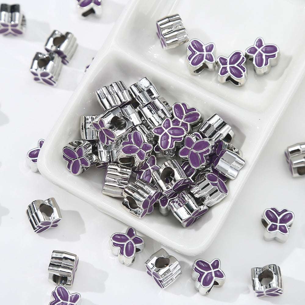 Acrylic Double-Sided Oil Drop Cartoon Butterfly Large Hole Beads
