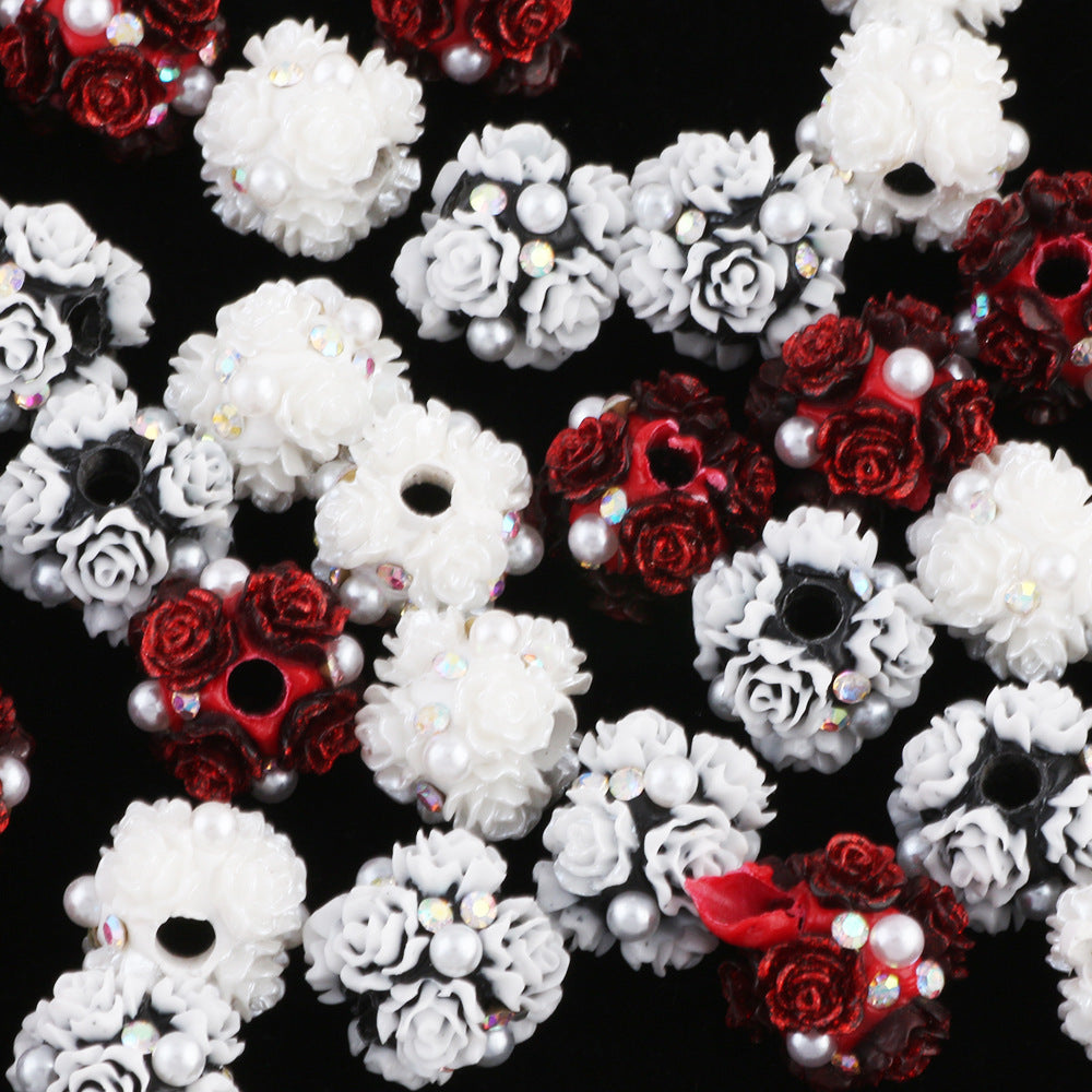 Small Rose Flower Ball Drill Ball Can Be Pierced Straight Hole Beads