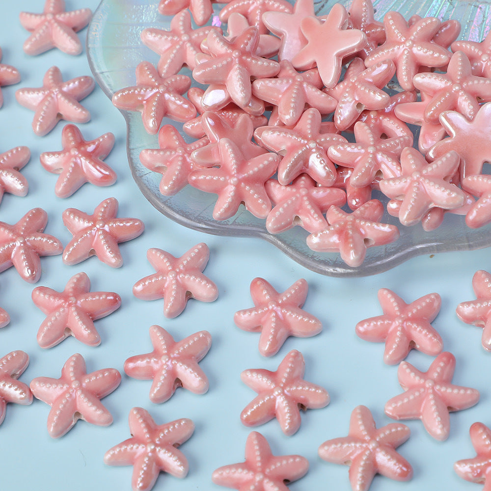 Starfish Perforated Beads Handmade Ceramic Beads