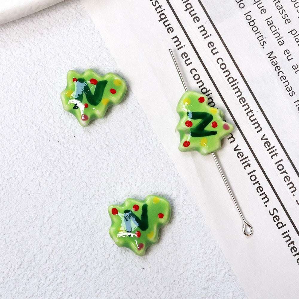 Summer Cute Hand-Painted Ceramic Beads Cartoon Christmas Tree
