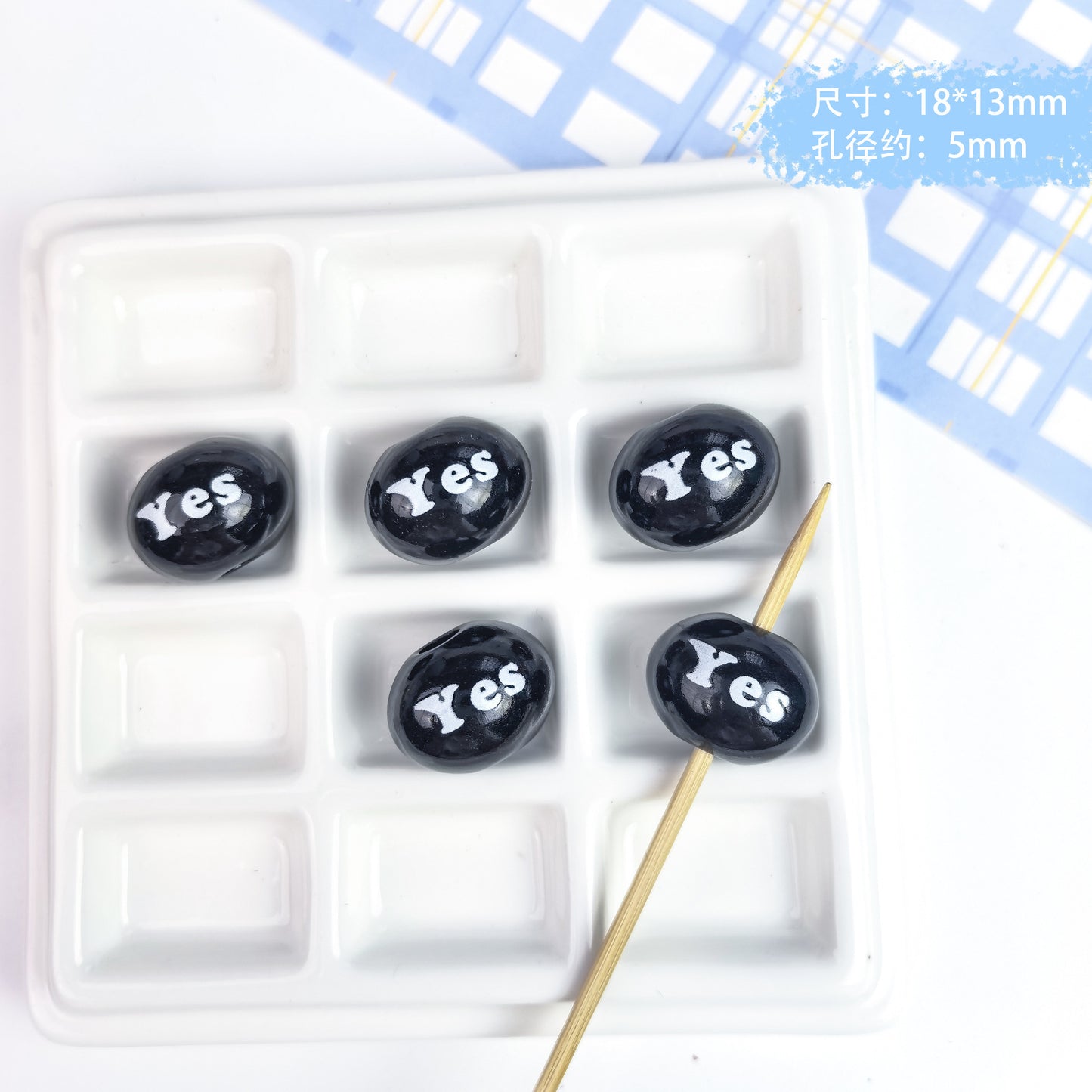 5 pcs Cute Painted English Slogan Beads