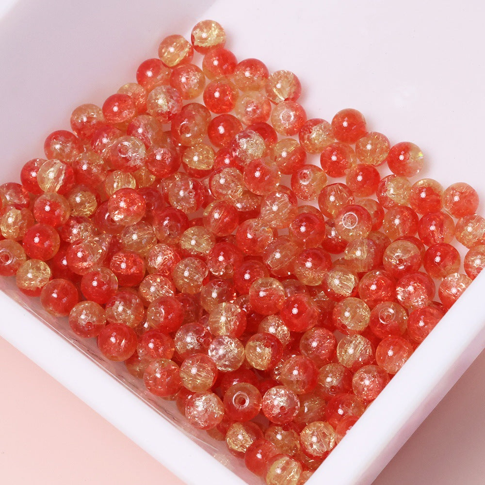 10mm Three-Color Ice Soul Crackle Beads Handmade Glass Beads Loose Beads