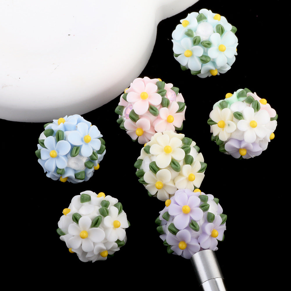 Camellia fresh green leaf flower ball beads