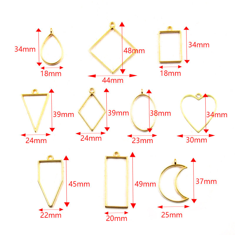 3 Colors DIY Alloy Jewelry Mixed Geometric Shapes Epoxy Resin Mold Frame