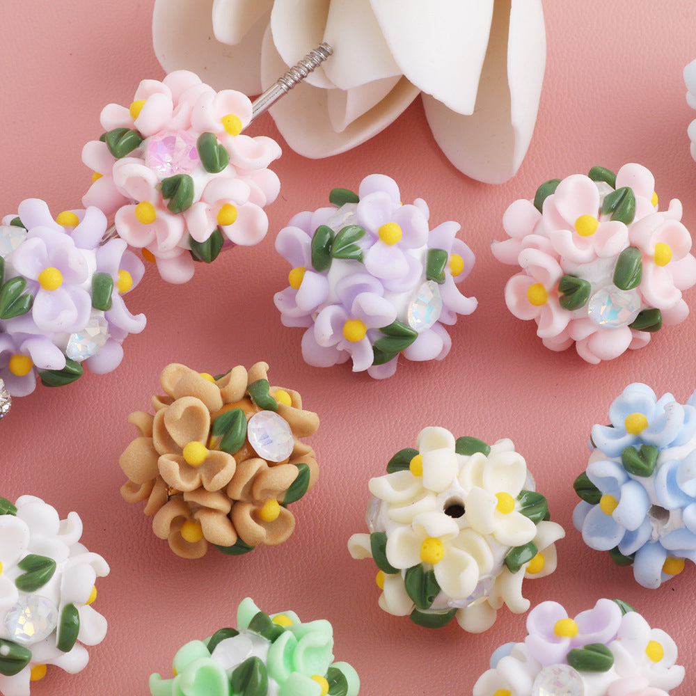 Large Gardenia Flower Ball Drill Ball Clay Beads