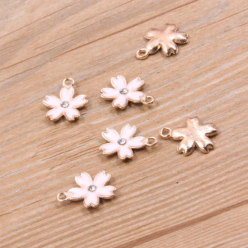 5 Colors 14*17mm DIY Alloy Jewelry Accessories KC Gold Drop Oil Charm Point Brick Flower Pendant Plant Charm