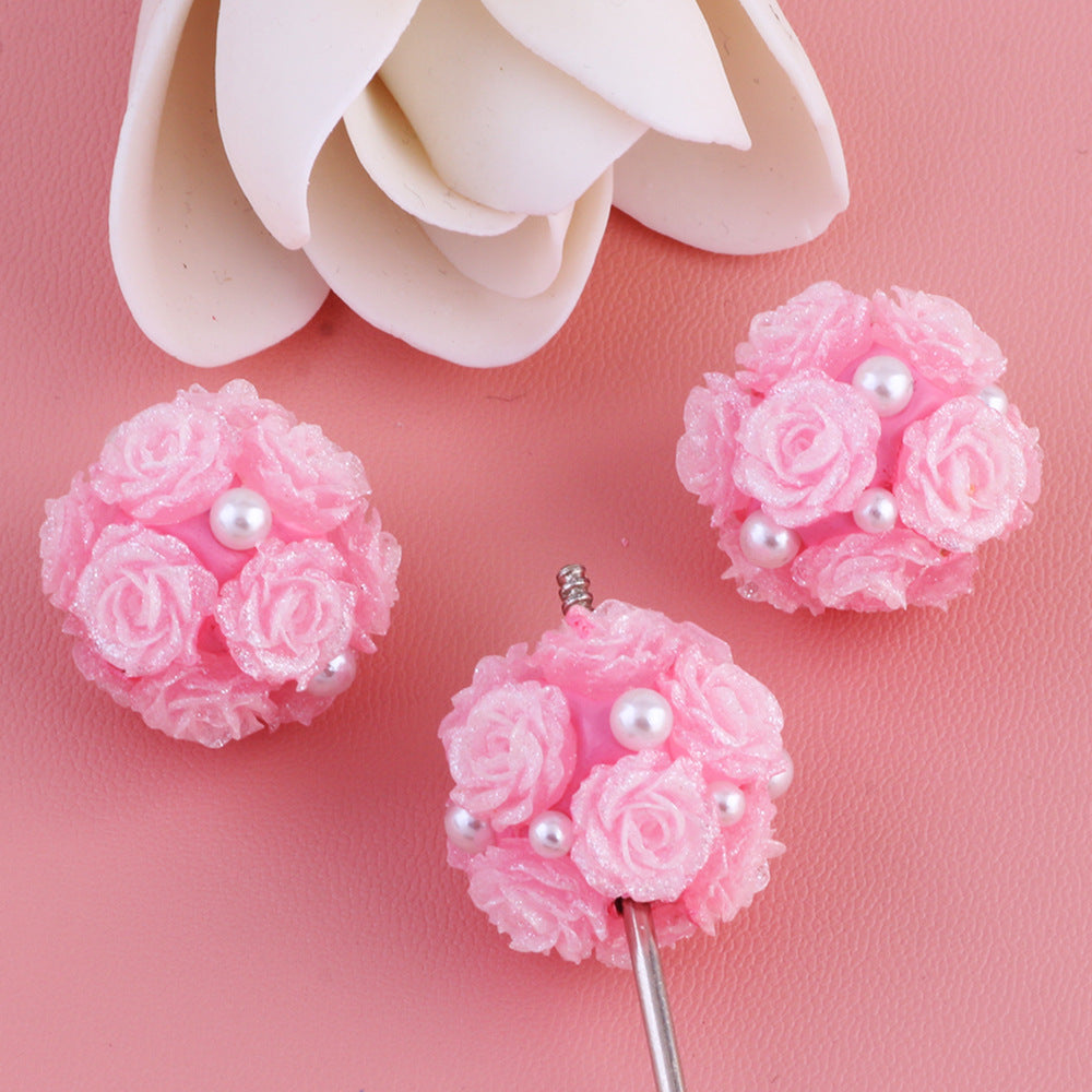 Pearl Rose Flower Luminous Flower Ball Can Be Inserted Straight Hole Beads