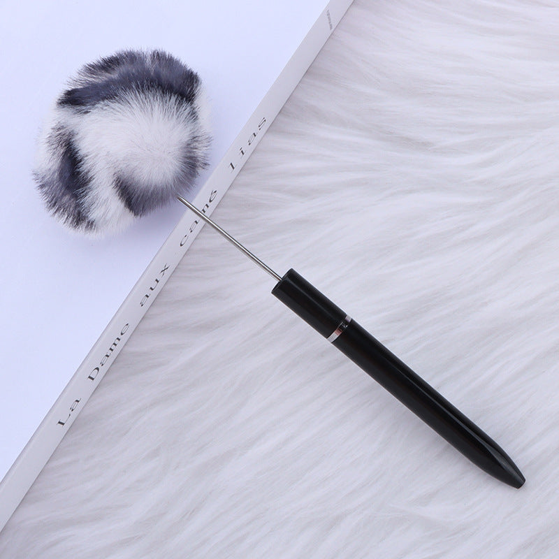 Long Fluffy Beaded Pen Ins Macaron Color Fluffy Rotating Ballpoint Pen