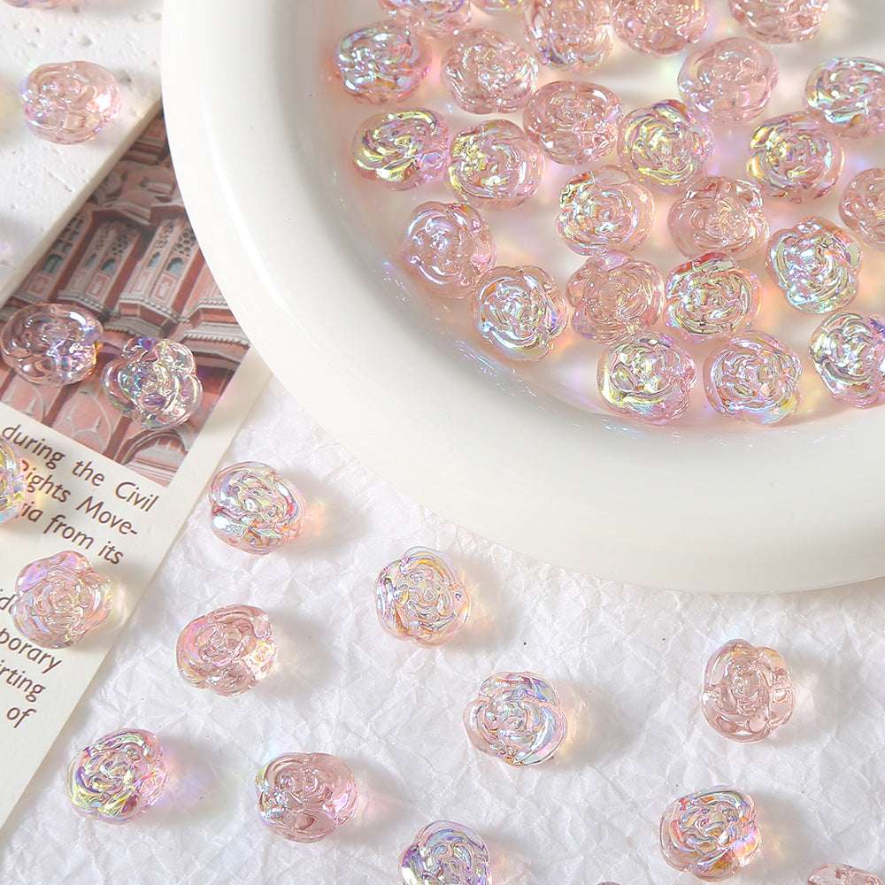 Rose Glass Straight Hole beadable beads