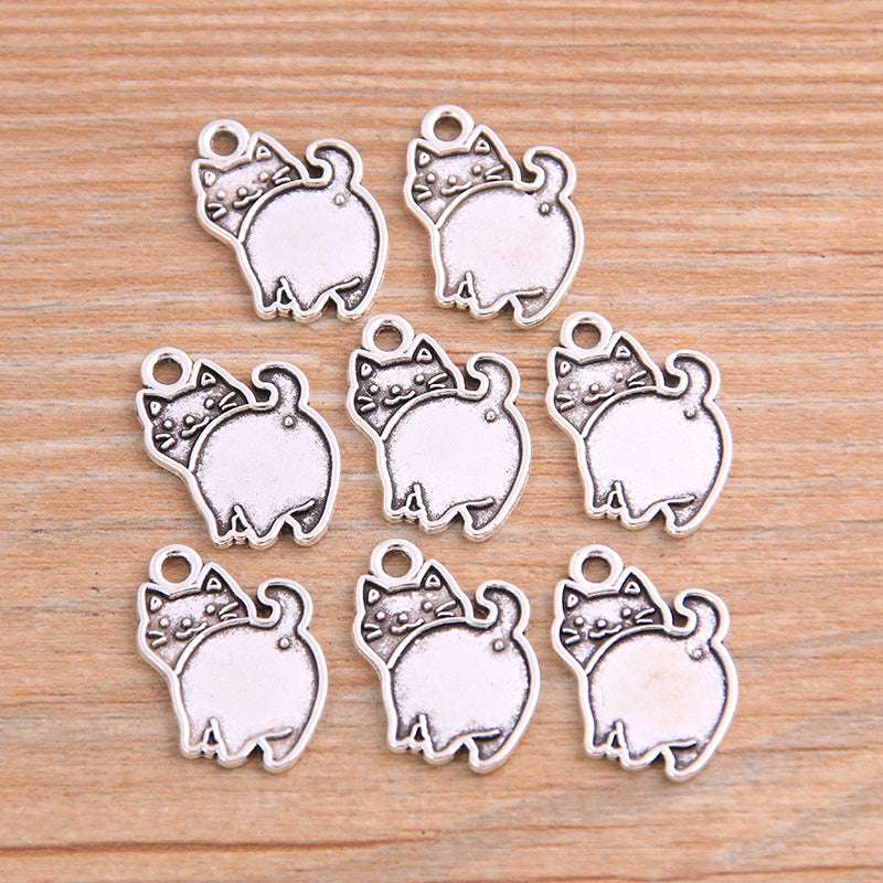14*17mm 2 Colors DIY Zinc Alloy Jewelry Accessories Animal Charm Arrogant Kitten Pendant