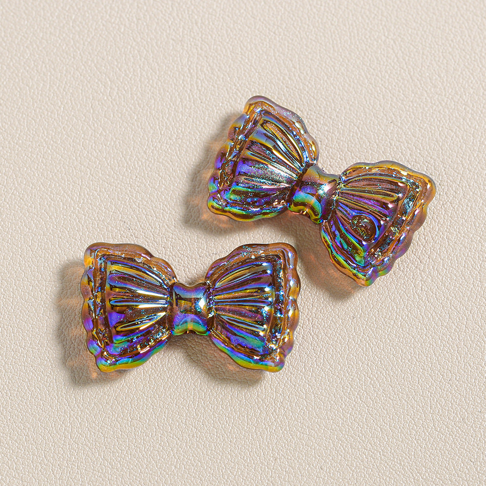 Thin and Glittering Straight Hole Bow Beads