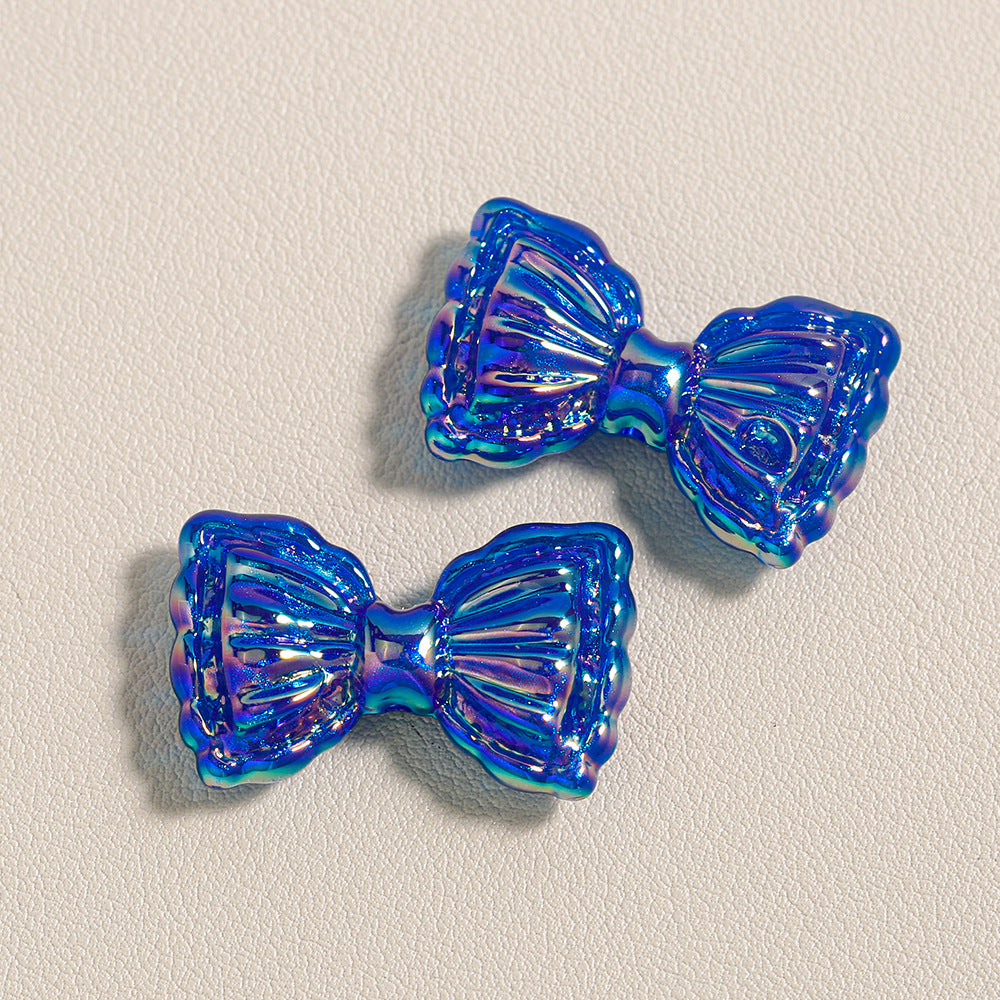 Thin and Glittering Straight Hole Bow Beads