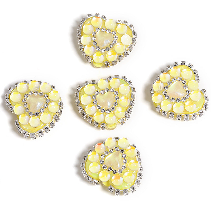 Aurora Mermaid Heart Beads Rhinestone Chain Heart-shaped Straight Hole Beads
