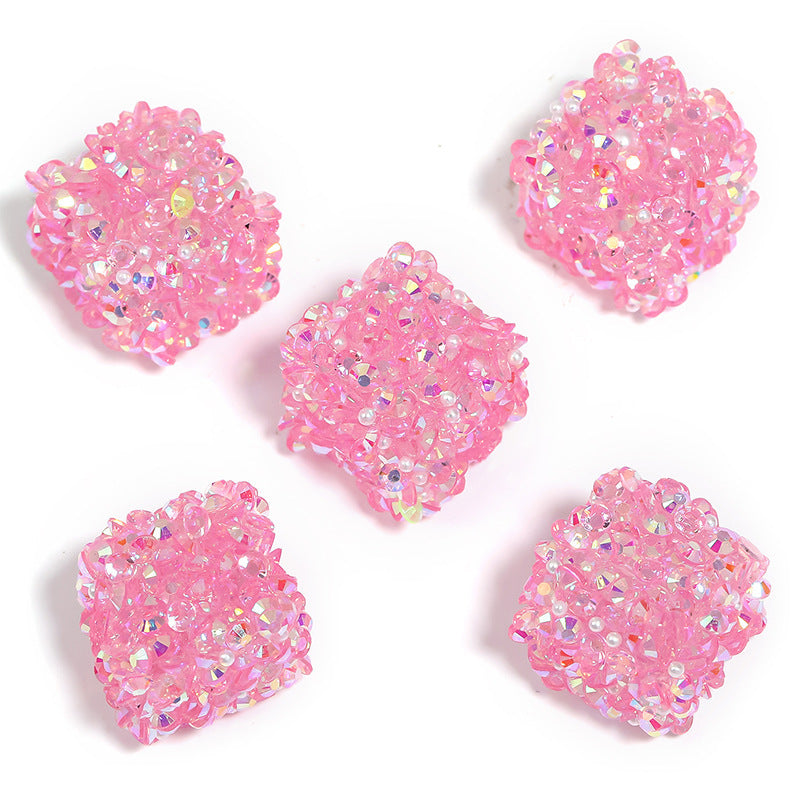 Colorful Resin Drill Soft Sugar Square Through-hole Beads