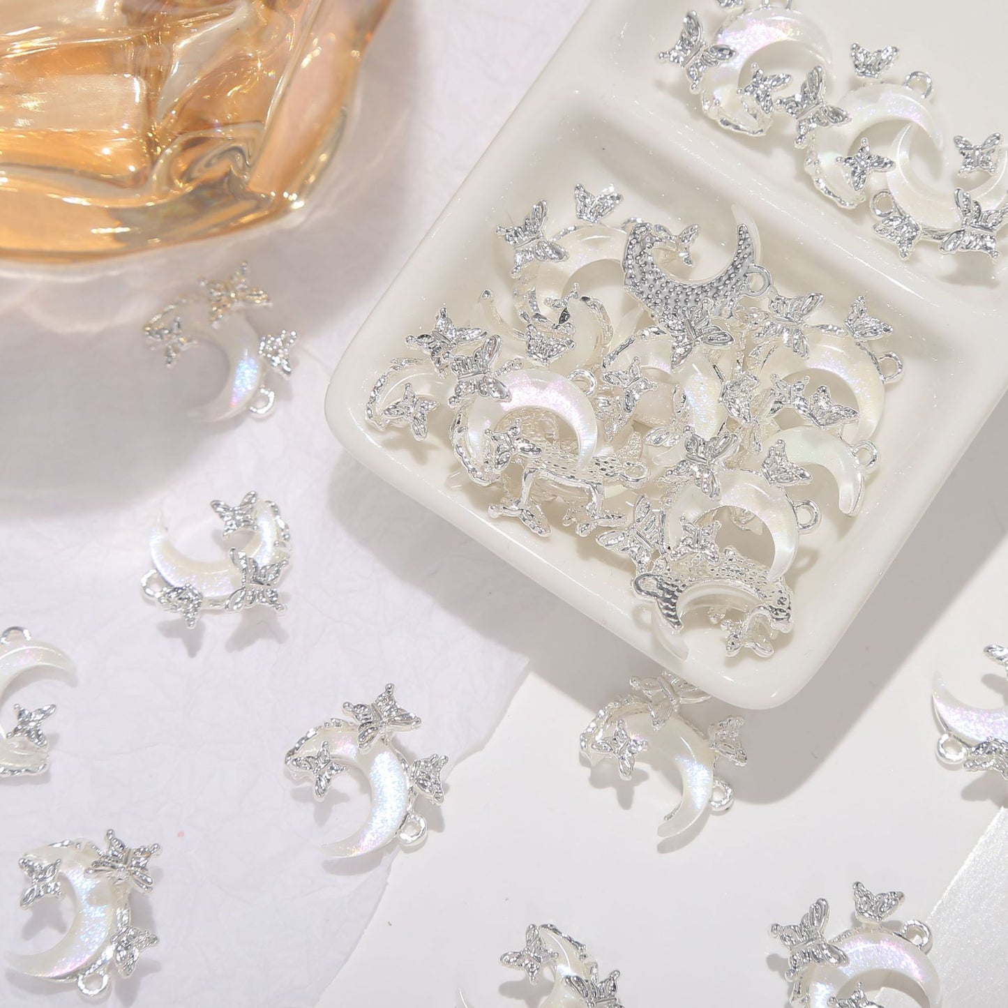 Butterfly Moon Cat Eye Gilding Alloy Pendant Charm Beads