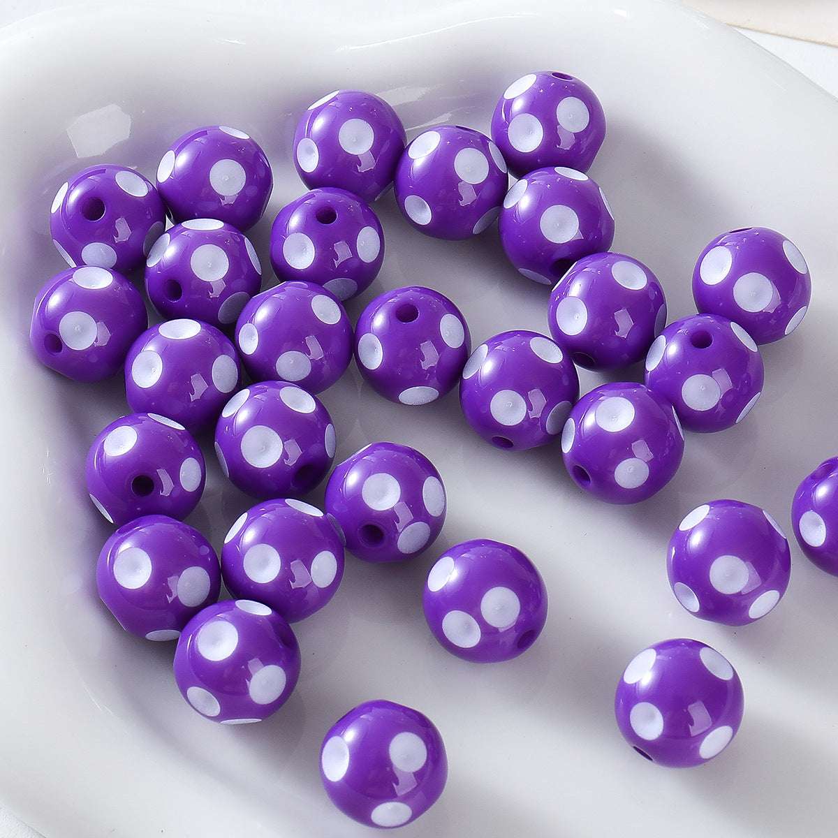 12mm Cute Fun Polka Dot Color Resin round Beads