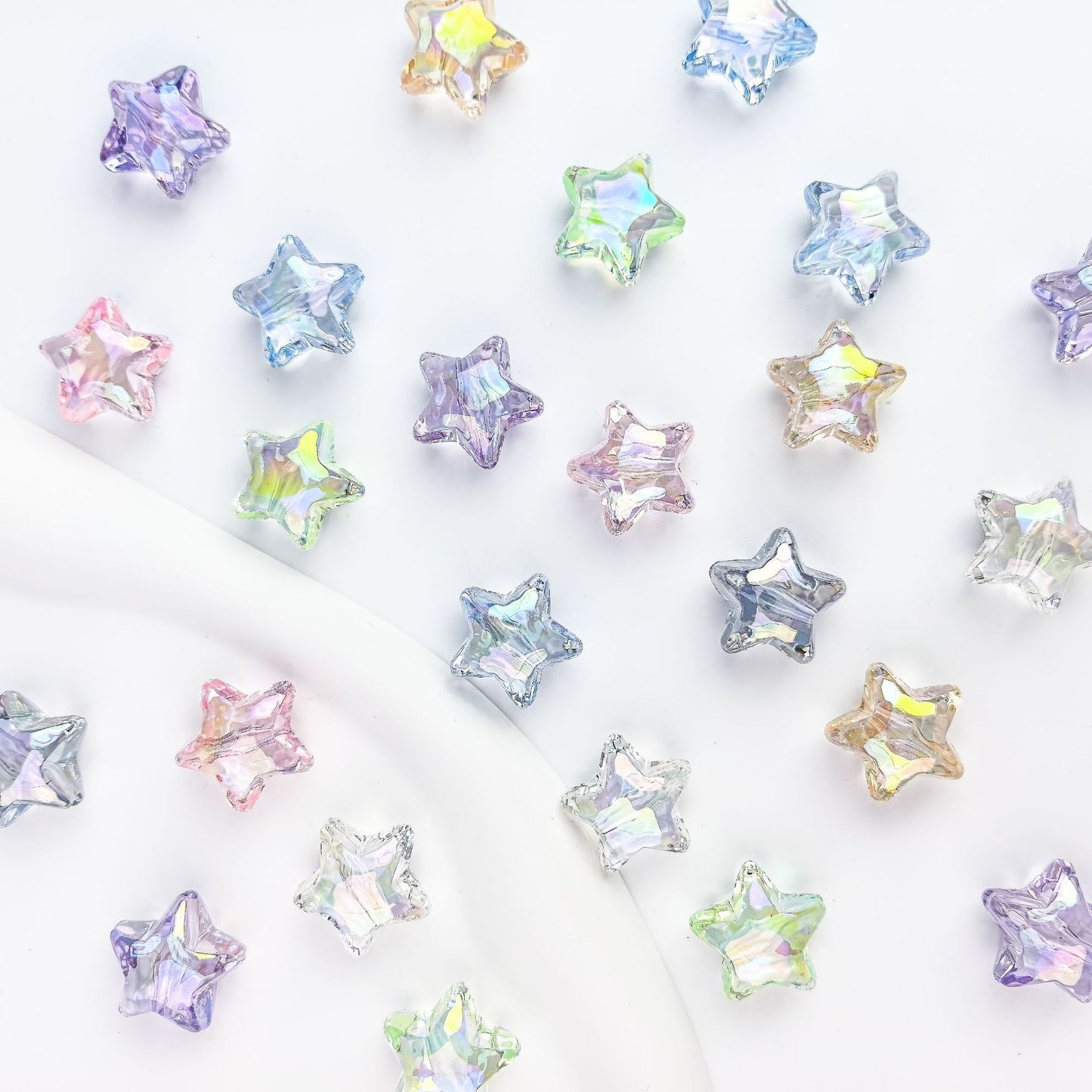Transparent Acrylic UV Colorful Star Through Hole Beads