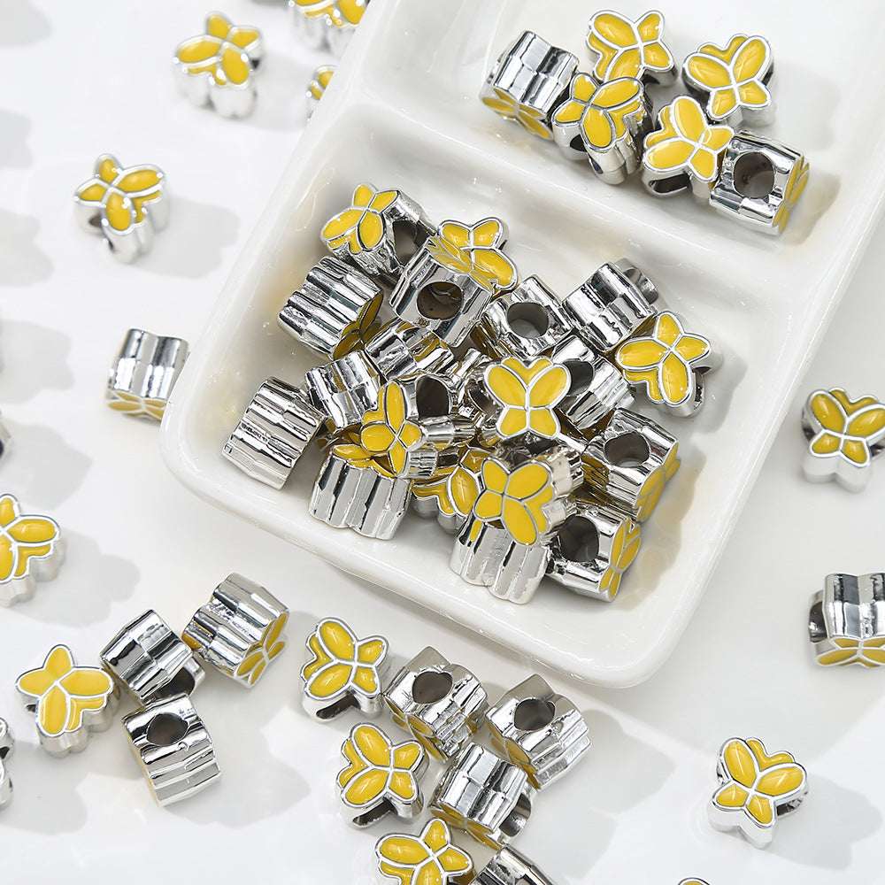 Acrylic Double-Sided Oil Drop Cartoon Butterfly Large Hole Beads