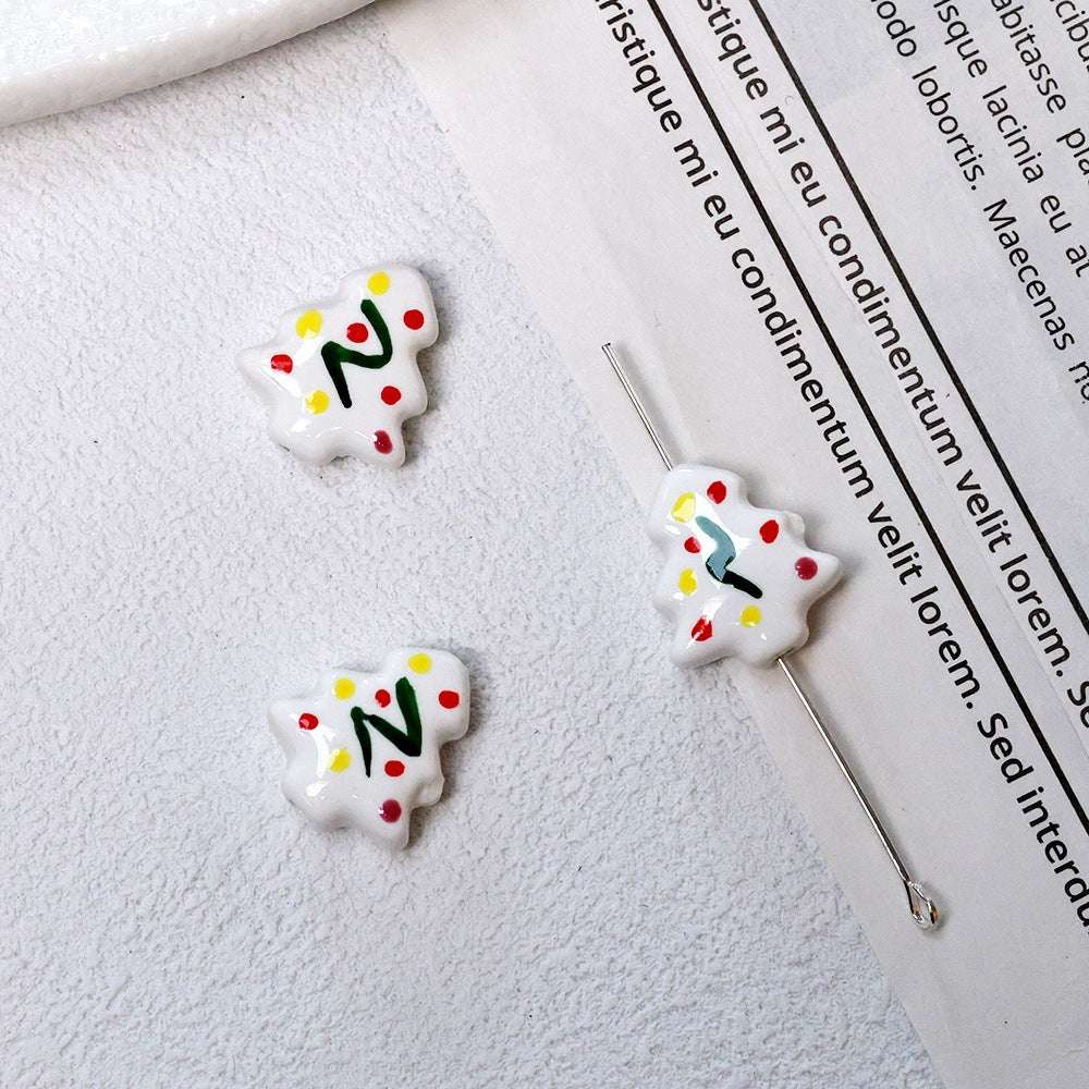 Summer Cute Hand-Painted Ceramic Beads Cartoon Christmas Tree
