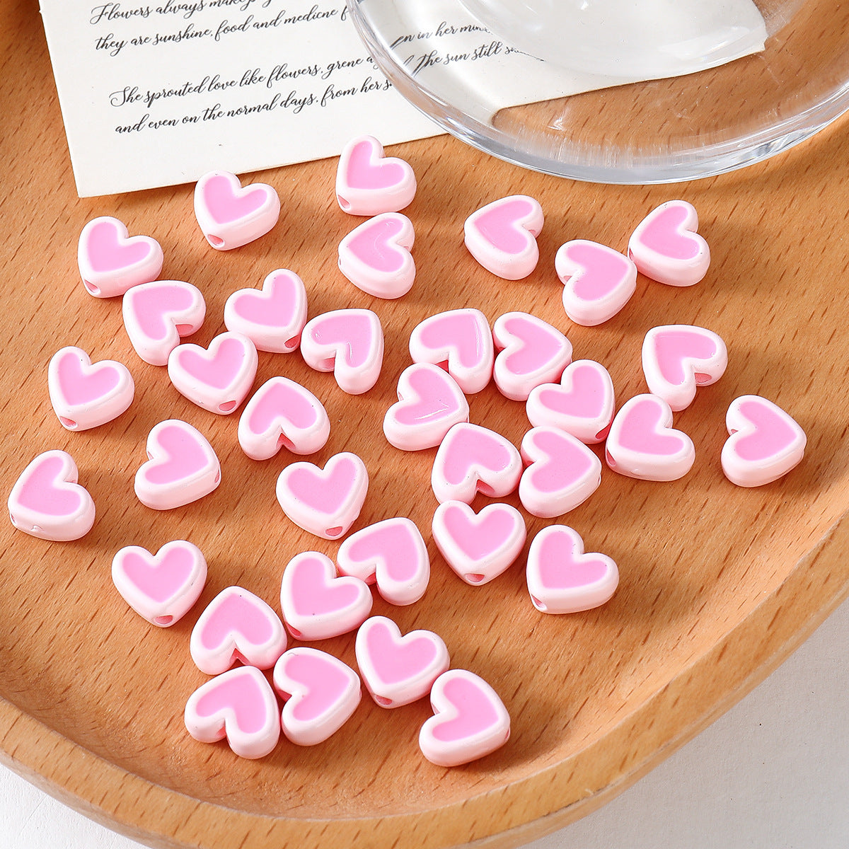 Heart-shaped Acrylic Oil Drop Beads