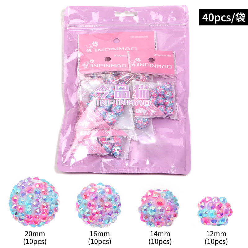 Colorful Heavy Beads Fashion Resin Inlaid Diamond Ball Loose Beads