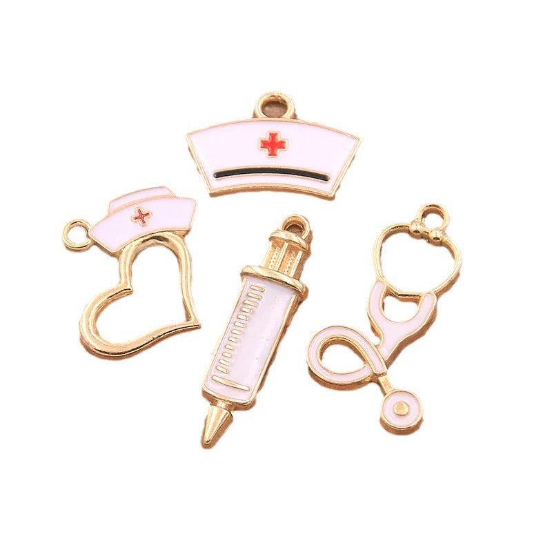 Oil Drop Stethoscope Syringe Heart Pendant