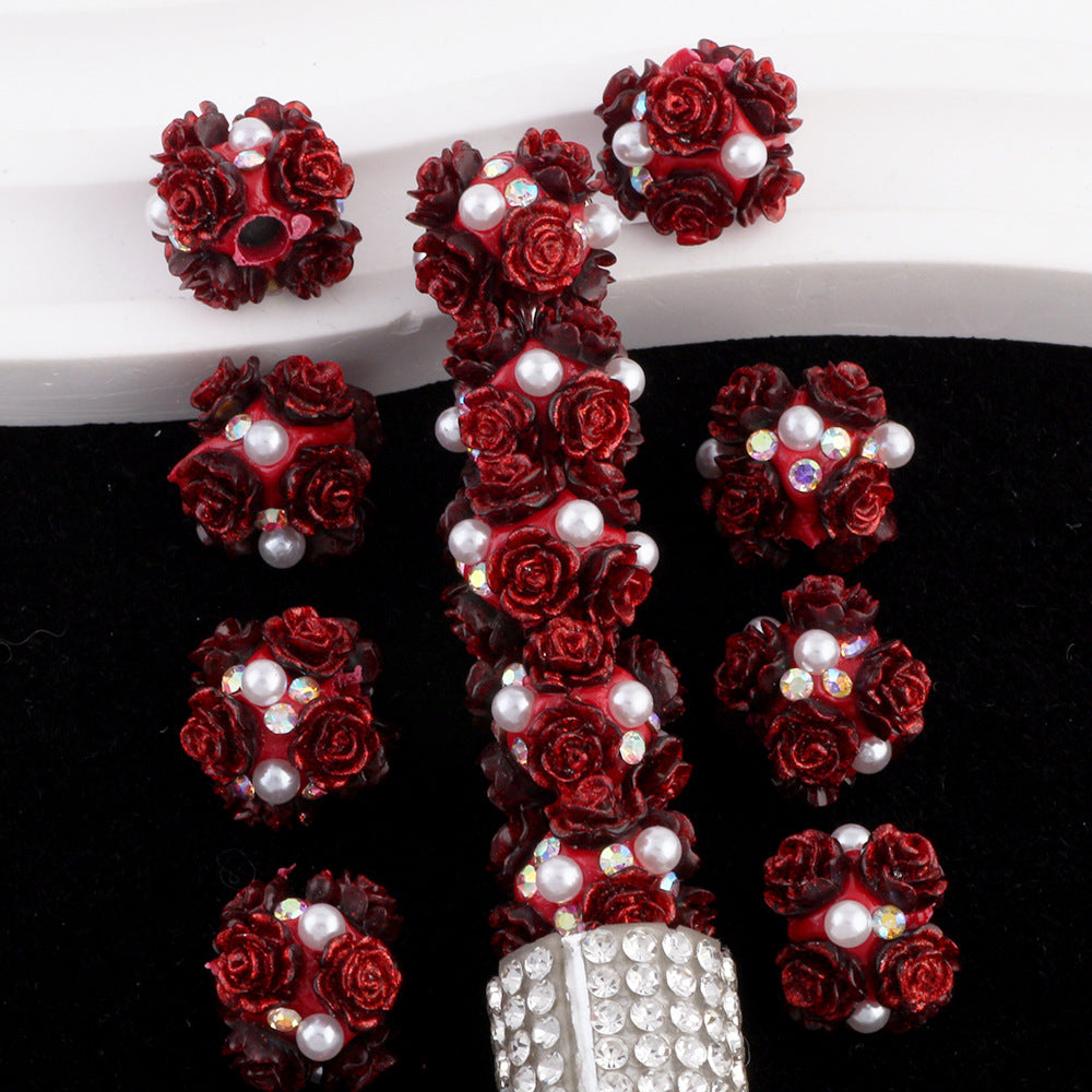 Small Rose Flower Ball Drill Ball Can Be Pierced Straight Hole Beads