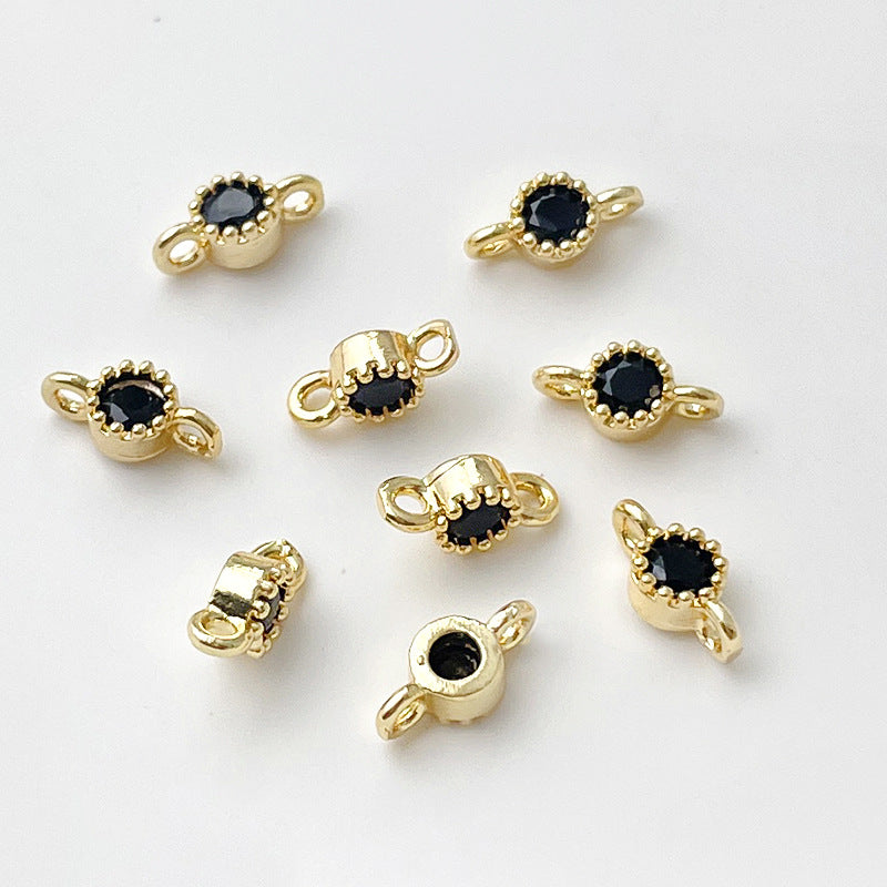 1 pc Gold Filled Color Retention Inlaid Colorful Zircon Pendant Double Round Zircon Stone Charm