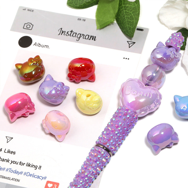 Cute Cartoon 3D KT Cat Through-Hole Highlight Beads