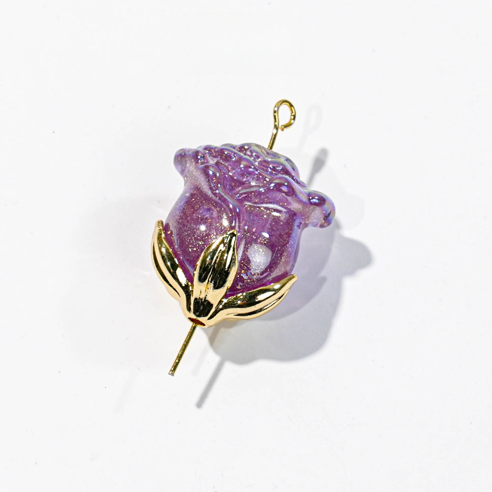 Electroplated Straight Hole Rose Beads