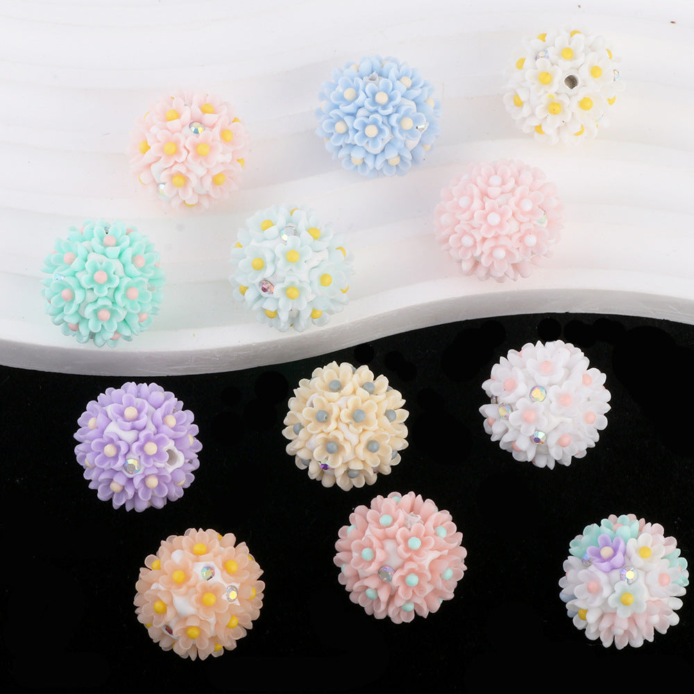 Five-Petal Flower Irregular Flower Bud with Rhinestones and Rhinestone Ball