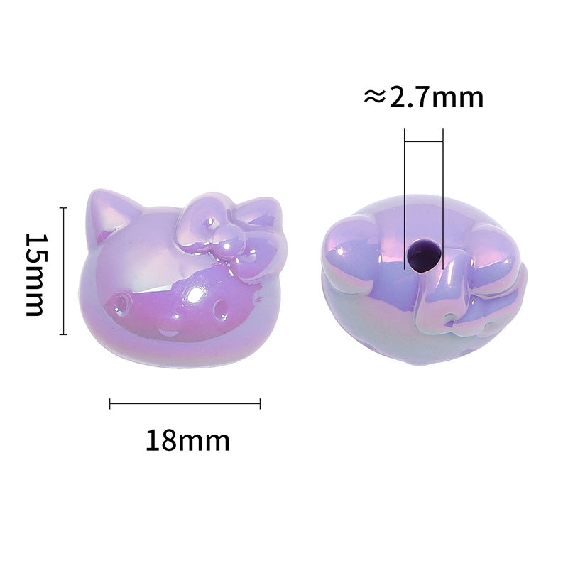 Cute Cartoon 3D KT Cat Through-Hole Highlight Beads