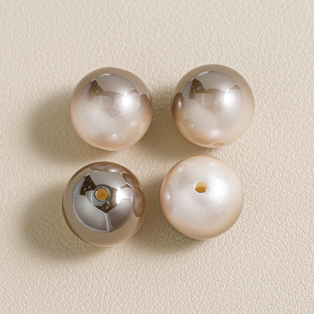 Mabei Two-Color through Hole round Beads Gradient Solid Color Plating round Beads