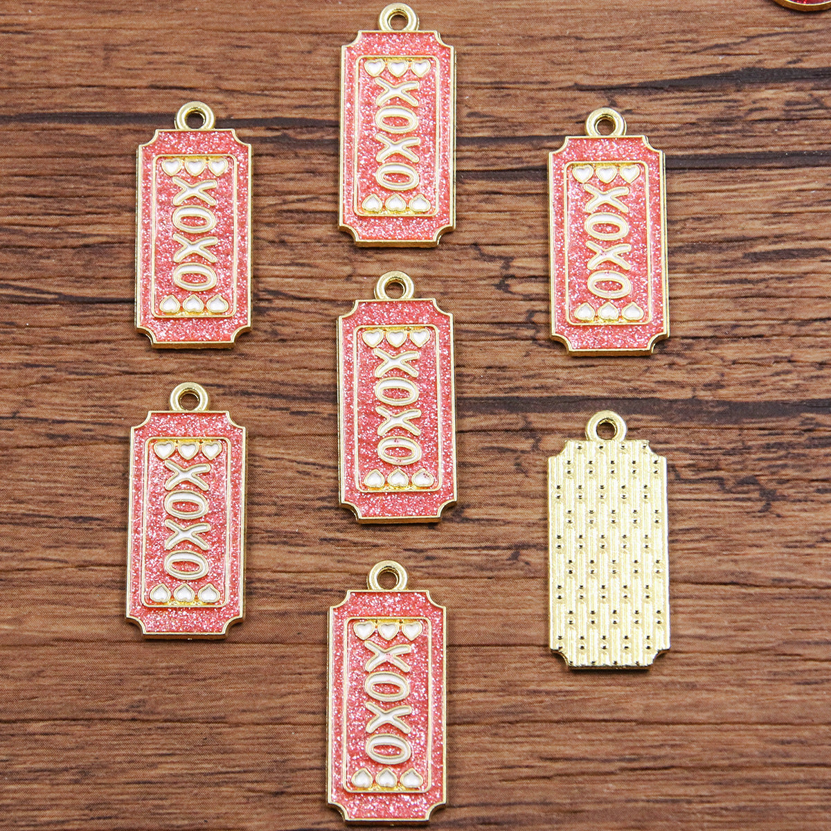 16 Multi-Color Valentine's Day Oil Drop Heart Rose Flower Letter Lip Envelope Charms
