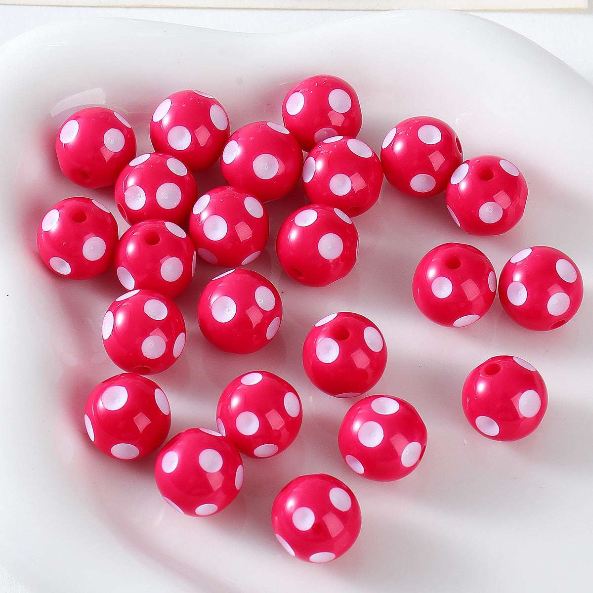 12mm Cute Fun Polka Dot Color Resin round Beads
